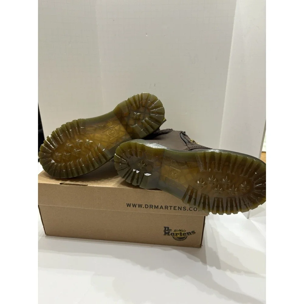 Dr Martens Kids Collar Faux Fur Brown Boots Size‎ 2 NIB
